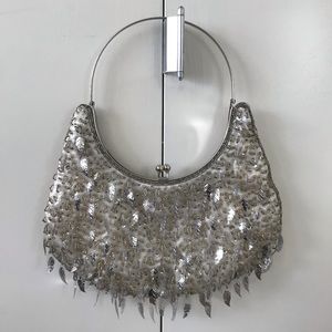 Vintage beaded silver evening bag